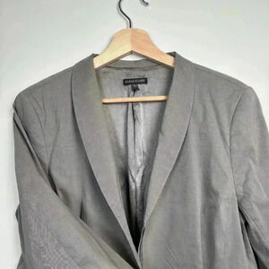 Eileen Fisher Gray Taupe Ramie Zip Jacket Blazer Size Large EUC Silk Lined